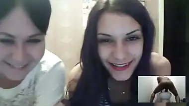 Two models humiliate me in red panties