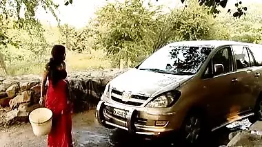 Car wash Indian aunty sex movie exposing large bumpers Hindi Audio
