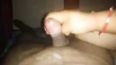 Horny housewife handjob to hubby’s brother