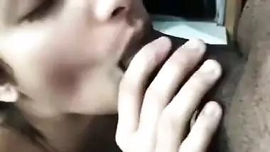 Hot babe giving blowjob