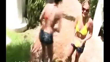 Busty Babe Wet Outdoor