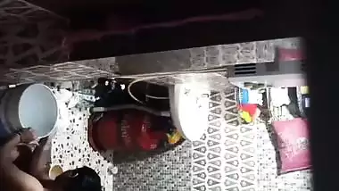 Neighbor aunty taking bath caught by voyeur