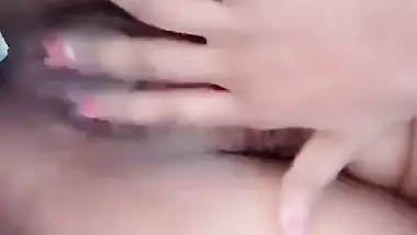 Girlfriend rubbing boobs and hairy pussy FSI nude